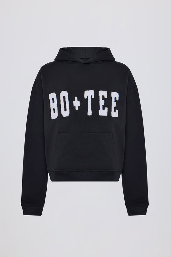 Appliqué Oversized Hoodie in Black