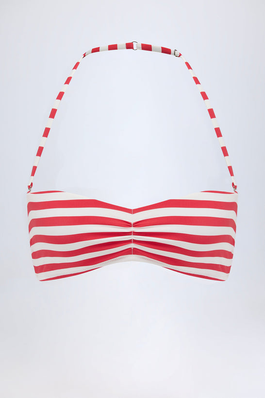 Multiway Bikini Top in Cherry Red Stripe