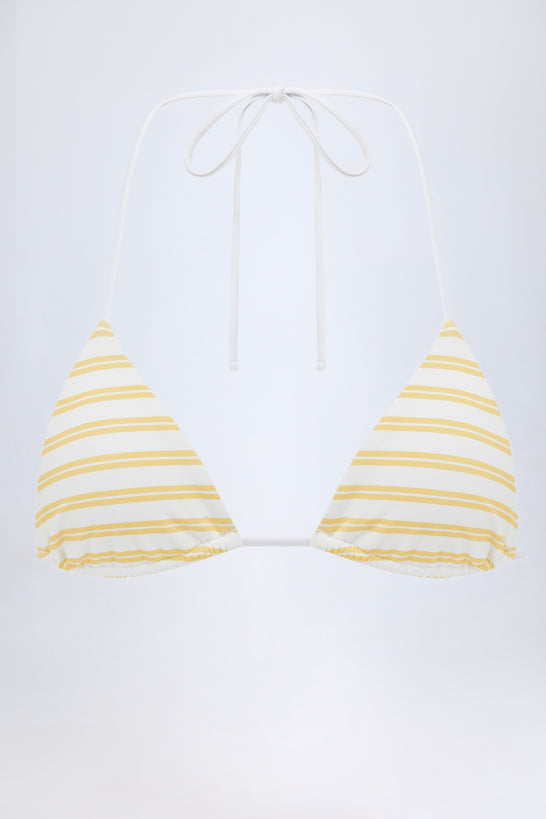 Triangle Bikini Top in Lemon Yellow Double Stripe