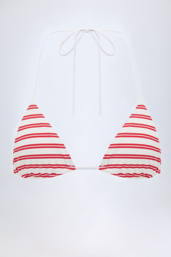 Triangle Bikini Top in Cherry Red Double Stripe