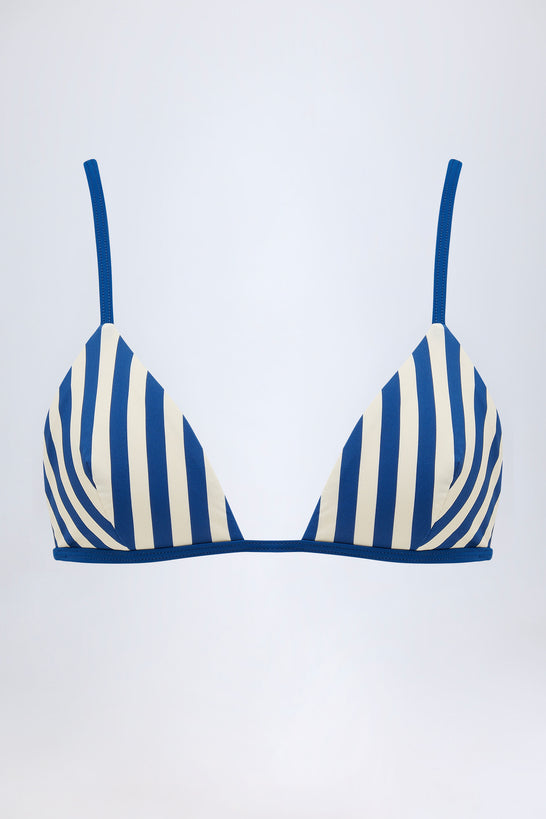 Triangle Bikini Top in Marine Blue Stripe