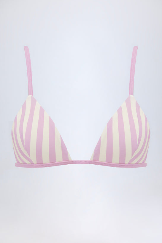 Triangle Bikini Top in Mauve Stripe