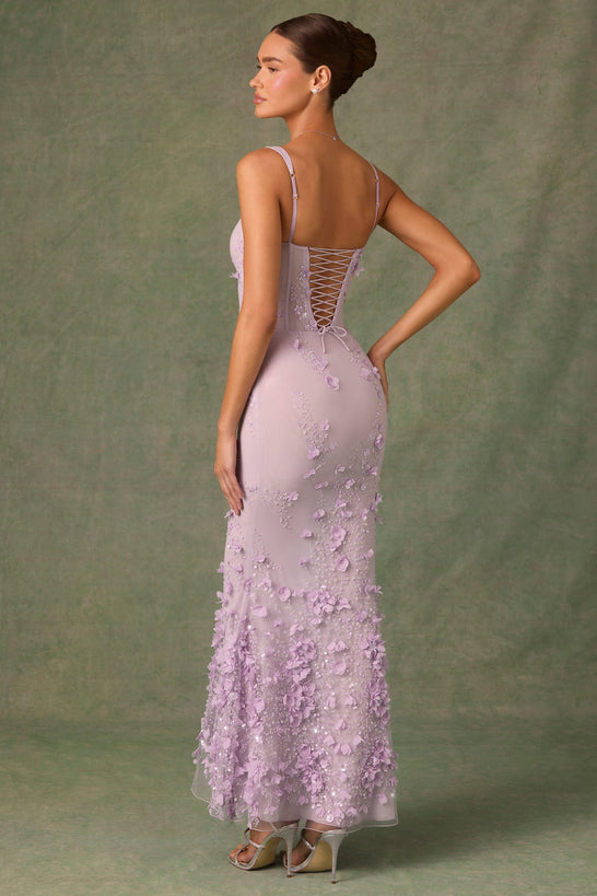 Embellished Fishtail Corset Gown in Lilac