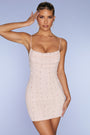 Embellished Cowl Mini Dress in Pink